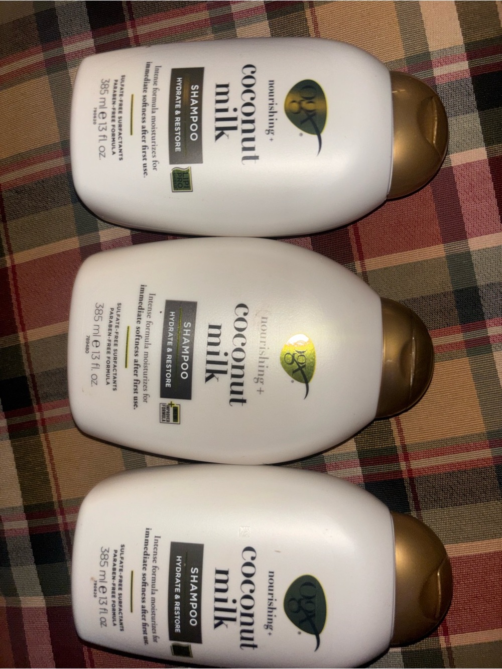 OGX Coconut Milk Nourishing Shampoo - White & Gold set of 3